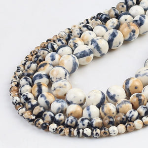 Khaki White Colorful Striated Rain Round Beads Natural Loose Stone Beads For DIY Jewelry Making 4/6/8/10/12mm Bracelet 15''