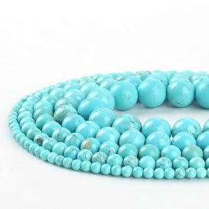 Wholesale Natural Stone Beads Blue Howlite 4 6 8 10 12MM Turquoises Round Diy Bracelet Necklace Beads For Jewelry Making