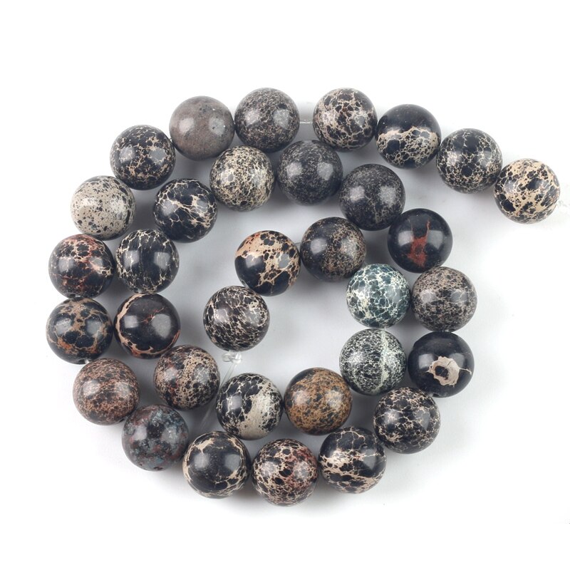 Wholesale Natural Stones Black Sea Sediment Turquoises Imperial Jaspers Beads 4/6/8/10/12MM Fit Diy Beads For Jewelry Making