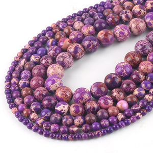Wholesale Natural Stone Purple Sea Sediment Turquoises Imperial Jaspers Beads 4/6/8/10/12MM Fit Diy Beads For Jewelry Making
