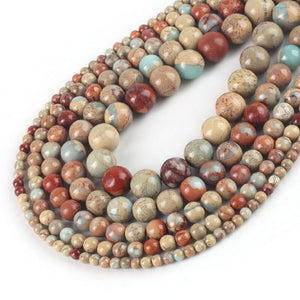 Wholesale Round ShouShan Stone Beads Snakeskin Brown Stone Beads 4/6/8/10/12mm Pick Size 15inches For Jewellery Necklace