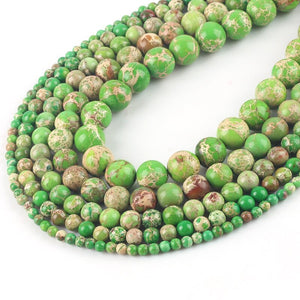 Wholesale Natural Stone Green Sea Sediment Turquoises Imperial Jaspers Beads 4/6/8/10/12MM Fit Diy Beads For Jewelry Making
