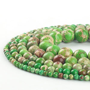 Wholesale Natural Stone Green Sea Sediment Turquoises Imperial Jaspers Beads 4/6/8/10/12MM Fit Diy Beads For Jewelry Making