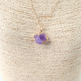 Irregular Natural Gem Stone Pendant Necklace Ring Purple Crystal Chakra Quartz Amethysts Necklace Bohemian Fashion Jewelry Gift