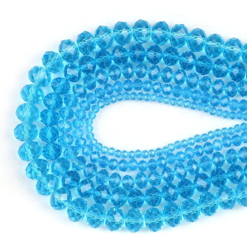 Beads Glass Jewelry Blue DIY Sky Making Bracelet For 15''4/6/8/10/12/14mm Rondelle Faceted Necklace Beads Loose Spacer Crystal