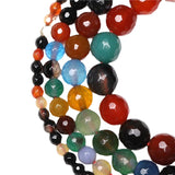 Faceted Natural Stone Mixed Colors Stripe Agates Round loose Beads Pick Size 6/8/10/12 MM Beads For jewelry Making Wholesale