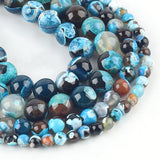Natural Blue Fire Agate Stone Beads Round Loose Spacer Beads For Jewelry Making DIY Bracelets 15''Inches 6/8/10/12mm Beads Diy