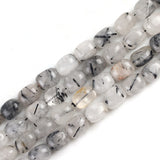 15*22mm Natural Oval Black Rutilated Quartzs Loose Spacer Beads For Jewelry Making DIY Necklace Bracelet Accessories 15'' inches