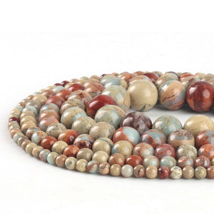 Wholesale Round ShouShan Stone Beads Snakeskin Brown Stone Beads 4/6/8/10/12mm Pick Size 15inches For Jewellery Necklace