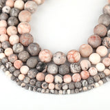 Wholesale 6 8 10 12mm Matte natural Stone beads Pink Zebra round bead spacer jewelry Beads For jewelry Making Bracelet Necklace