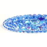 Round Clear Blue Flash Crystal Glass Austrian Crystal Glitter Loose Beads For Jewelry Making DIY Charms Bracelet 15''6/8/10/12mm
