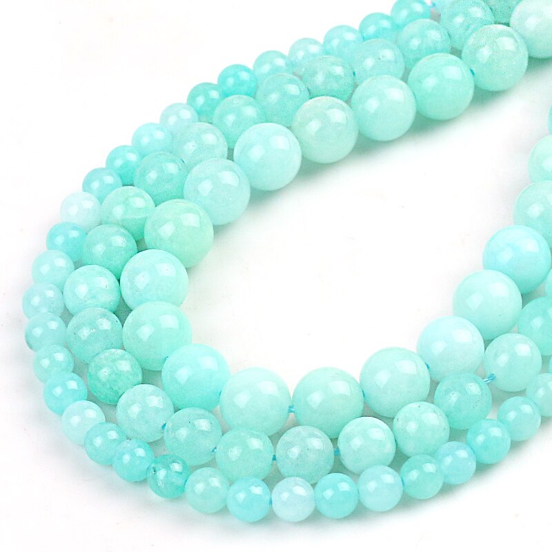 1 strand/lot Natural Stone Jaspers Tianhe Angelite Jades Round Beads Stone Loose Spacer Beads for DIY Jewelry Making