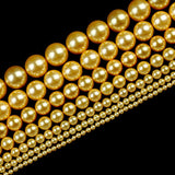 Natural Golden Shell Pearl Beads Round Loose Spacer Beads For Jewelry Making DIY Bracelet Necklace Accessories 15'' 2/3/4/6/8mm