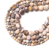 Natural Stone Matte Australian Zebra Frosted Round Beads 15" Strand 4/6/8/10mm Pick Size For Jewelry