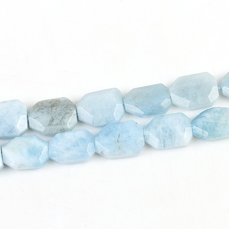 Wholesale Natural Aquamarines Stone Beads Section Hexagon Shape Loose Beads for Jewelry Making DIY Bracelet 15x20mm