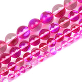 Clear Rose Red Flash Crystal Glass MoonStone Glitter Beads Round Loose Beads For Jewelry Making DIY Charms Bracelet 6/8/10/12mm