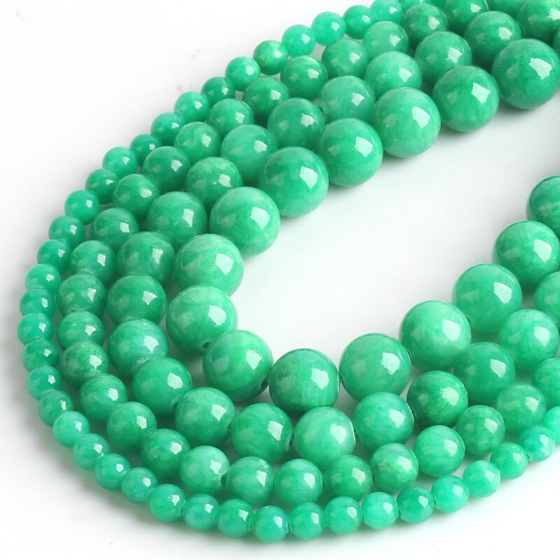 Wholesale Natural Green Cloud Jades Chalcedony Round Loose Beads 15"Strand 6 8 10 12mm For Jewelry Making DIY Bracelet Necklace