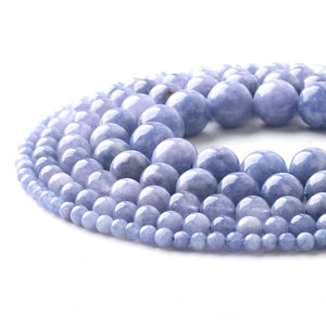 1 strand/lot Natural Gem Purple Chalcedony Aquamarin Angelite Strand Beads Stone Round Loose Spacer Beads For DIY Jewelry Making