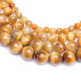 A++Natural Stone Beads Yellow Tiger Eye Round Loose Beads For Jewelry Making 15inch Pick Size 6.8.10.12mm