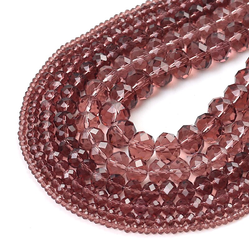 Faceted Garnet Glass Crystal Rondelle Beads Loose Spacer Beads For Jewelry Making DIY Bracelet Earrings 15'' 4/6/8/10/12/14mm