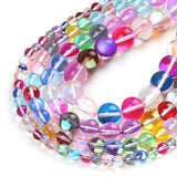 Clear Colorful Flash Crystal Glass MoonStone Glitter Beads Round Loose Beads For Jewelry Making DIY Charms Bracelet 6/8/10/12mm