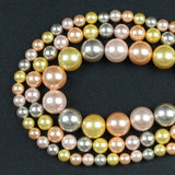 6 8 10 12mm Orange Yellow Grey Shell Pearl Beads Round Loose Spacer Beads For DIY Jewelry Making Bracelet Charm Accessories 15''