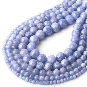 1 strand/lot Natural Gem Purple Chalcedony Aquamarin Angelite Strand Beads Stone Round Loose Spacer Beads For DIY Jewelry Making