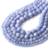 1 strand/lot Natural Gem Purple Chalcedony Aquamarin Angelite Strand Beads Stone Round Loose Spacer Beads For DIY Jewelry Making