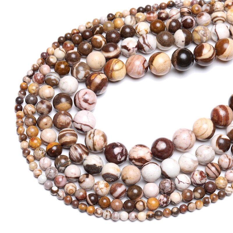 Natural Stone Australia Zebra Jaspers Round Beads 15" Strand 4 6 8 10 12MM Pick Size Beads For Jewelry Making