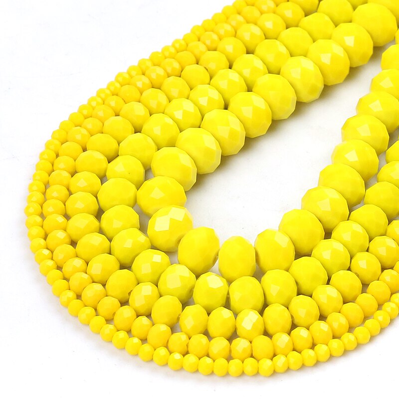 Faceted Yellow Glass Crystal Rondelle Beads Loose Spacer Beads For Jewelry Making DIY Bracelet15'' 4/6/8/10/12/14mm