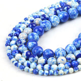 Blue White  Colorful Rain Jaspers Round Beads Natural Loose Stone Beads For DIY Jewelry Making 4/6/8/10/12mm Bracelet 15''