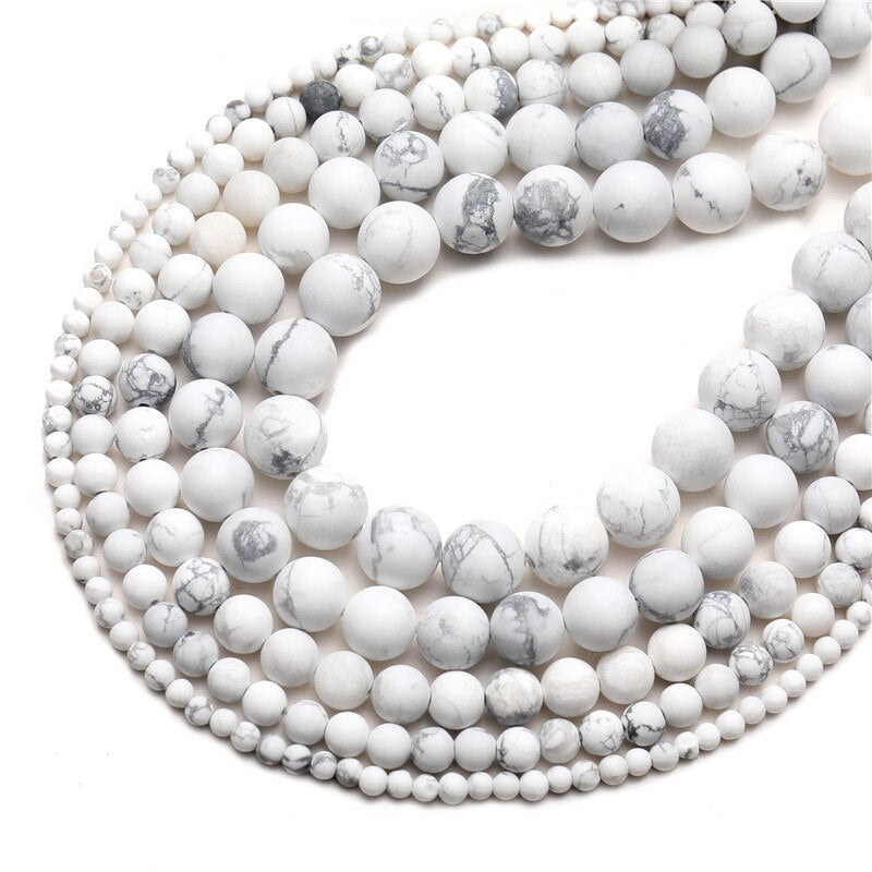 Natural Dull Polish Matte White Turquoises Howlite Round Loose Stone Beads For Jewelry Making 6/8/10mm DIY Bracelet Necklace