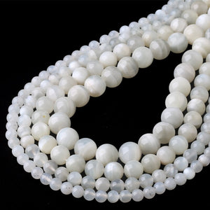 Grade AAA Natural White Moonstone Beads Round Loose Stone Beads 4/6/8/10/12mm For Jewelry Making DIY Bracelet Necklace 15 Inch