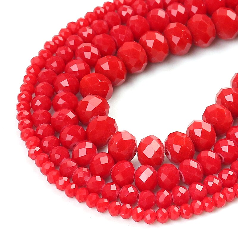 Red Faceted Glass Crystal Rondelle Beads Loose Spacer Beads For Jewelry Making DIY Bracelet Earrings 15'' 4/6/8/10/12/14mm