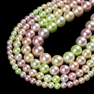 Cyan Purple Colorful Shell Pearl Beads Round Loose Spacer Beads For DIY Jewelry Making Bracelet Accessories 15'' 6/8/10/12mm