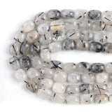 15*22mm Natural Oval Black Rutilated Quartzs Loose Spacer Beads For Jewelry Making DIY Necklace Bracelet Accessories 15'' inches