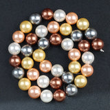Brown Yellow Colorful Shell Pearl Beads Round Loose Spacer Beads For DIY Jewelry Making Bracelet Accessories 15'' 6/8/10/12mm