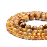 A++Natural Stone Beads Yellow Tiger Eye Round Loose Beads For Jewelry Making 15inch Pick Size 6.8.10.12mm