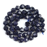 Natural Blue Sandstone Split Surface Faceted Loose Stone Beads Spacer Beads 15''Strand 6/8/10mm For Jewelry Making DIY Bracelet