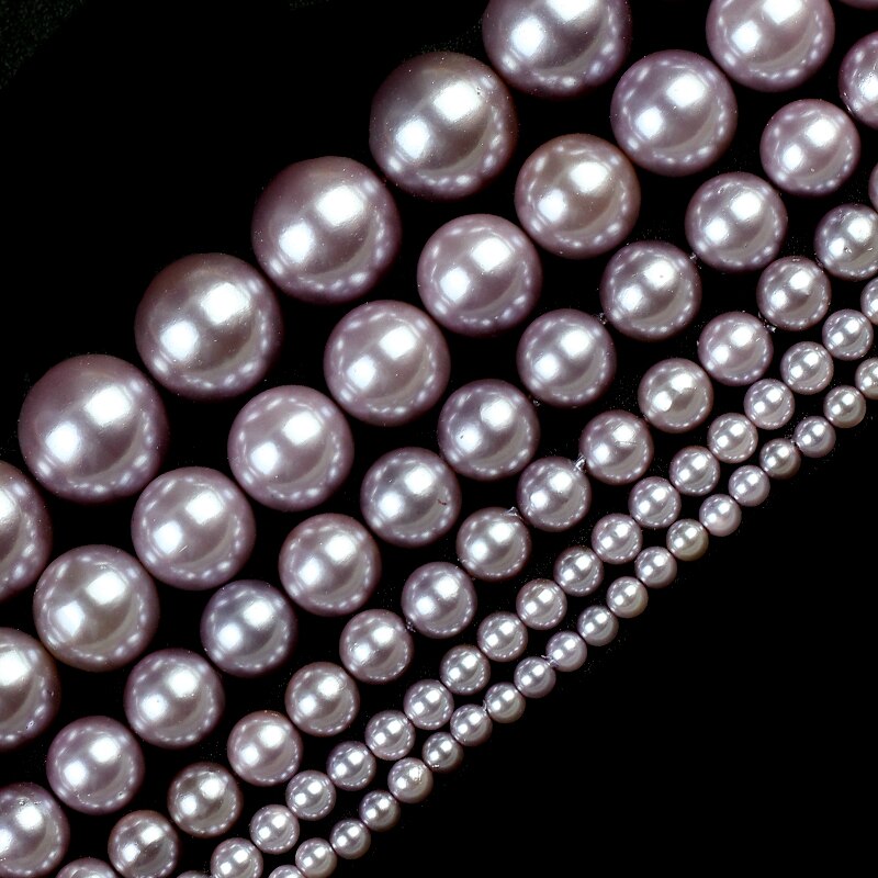 Natural Purple Shell Pearl Beads Round Loose Spacer Beads For Jewelry Making DIY Bracelet Necklace Accessories 15'' 2/3/4/6/8mm
