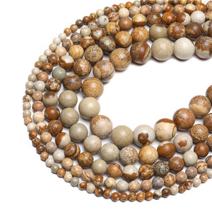 Natural picture stone beads Beads Jaspers Round Beads 15" Strand 2 3 4 6 8 10 12MM e For Jewelry Making DIY Bracelet