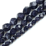 Natural Blue Sandstone Split Surface Faceted Loose Stone Beads Spacer Beads 15''Strand 6/8/10mm For Jewelry Making DIY Bracelet