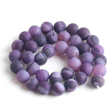 Wholesale 6/8/10mm Matte Striped Drusy Agates Round Loose Beads For Jewelry Making DIY Bracelets 15inch/strand