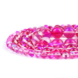 Clear Rose Red Flash Crystal Glass MoonStone Glitter Beads Round Loose Beads For Jewelry Making DIY Charms Bracelet 6/8/10/12mm