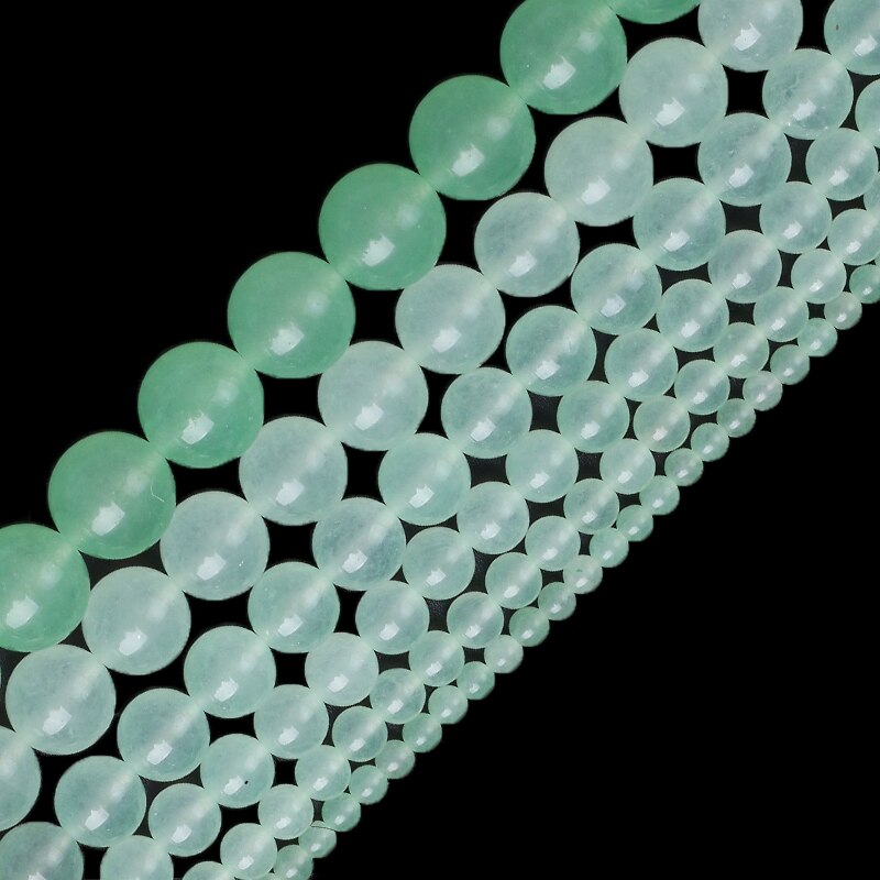 Natural Stone Light Green Jades Round Loose Spacer Beads For Jewelry Making DIY Earrings Bracelet Accessories 15'' 4/6/8/10/12mm