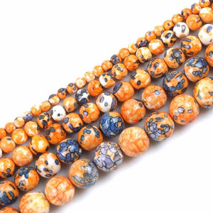 Orange Dark Blue Colorful Rain Jaspers Round Beads Natural Loose Stone Beads For DIY Jewelry Making 4/6/8/10/12mm Bracelet 15''