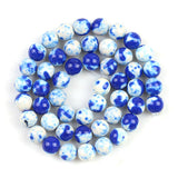 Blue White  Colorful Rain Jaspers Round Beads Natural Loose Stone Beads For DIY Jewelry Making 4/6/8/10/12mm Bracelet 15''