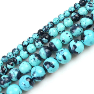 Cyan Black Colorful Rain Jaspers Round Beads Natural Loose Stone Beads For DIY Jewelry Making 4/6/8/10/12mm Bracelet 15''