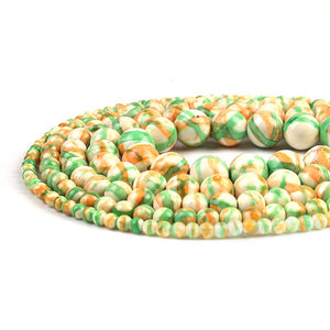 Green Orange Colorful Striated Rain Round Beads Natural Loose Stone Beads For DIY Jewelry Making 4/6/8/10/12mm Bracelet 15''