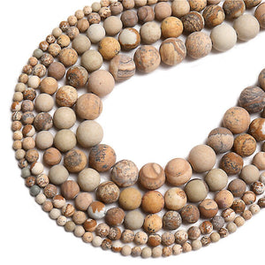 Natural dull polish matte picture stone beads for jewelry making 15inches natural stone beads 4/6/810mm wholesale